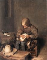 Borch, Gerard Ter - Boy Riding His Dog Of Fleas